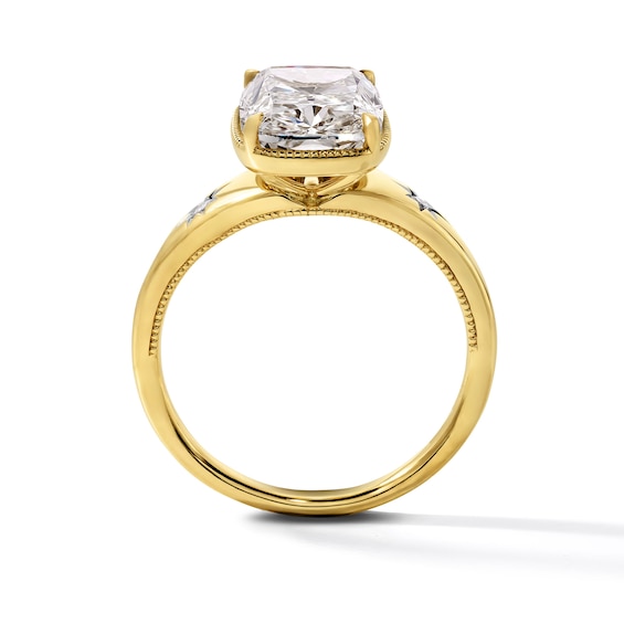 4 CT. T.w. Certified Elongated Cushion-Cut Lab-Grown Diamond Engagement Ring in 14K Gold (F/Vs2)