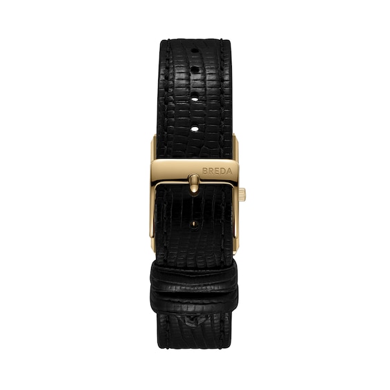 Ladies' Breda Virgil 18K Gold-Plated Stainless Steel Watch with Gold-Tone Dial and Black Leather Strap (Model: 1765d)