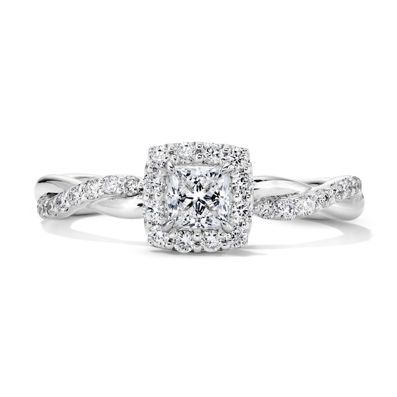 5/8 CT. T.w. Princess-Cut Lab-Grown Diamond Halo Engagement Ring in Sterling Silver