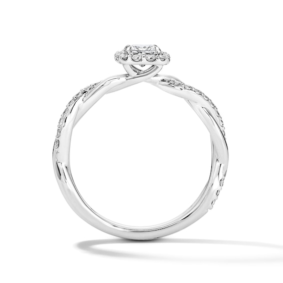 5/8 CT. T.w. Princess-Cut Lab-Grown Diamond Halo Engagement Ring in Sterling Silver