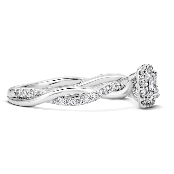 5/8 CT. T.w. Princess-Cut Lab-Grown Diamond Halo Engagement Ring in Sterling Silver