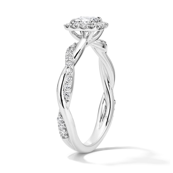 5/8 CT. T.w. Princess-Cut Lab-Grown Diamond Halo Engagement Ring in Sterling Silver