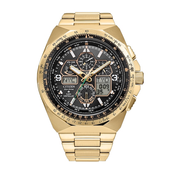 Men's Citizen Limited Edition Promaster Air Skyhawk A-T Gold-Tone IP Stainless Steel Chronograph Watch (Model: Jy8144-50E)