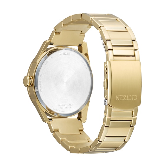 Men's Citizen Dress Classic Gold-Tone IP Stainless Steel Watch with Black Dial (Model: Aw0089-52E)