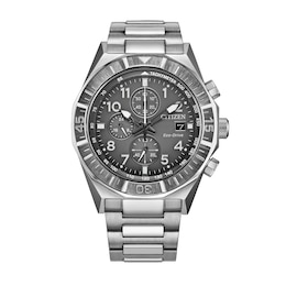 Men's Citizen Sports Casual Nighthawk Chrono Stainless Steel Watch with Gray Dial (Model: CA0890-54H)
