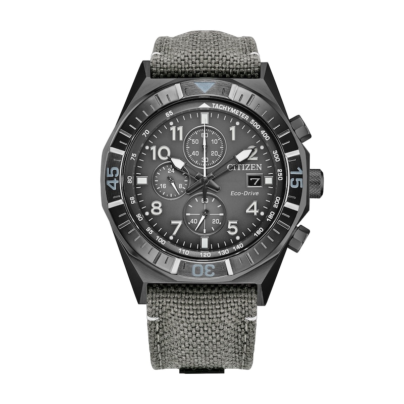 Main Image 1 of Men's Citizen Sport Casual Nighthawk Chrono Gray IP Stainless Steel Watch with Nylon Strap (Model: CA0897-04H)