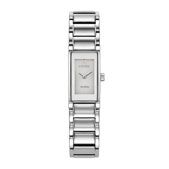 Ladies' Citizen Axiom Stainless Steel Watch with Silver-Tone Dial and Diamond Accent (Model: Eg7051-51A)