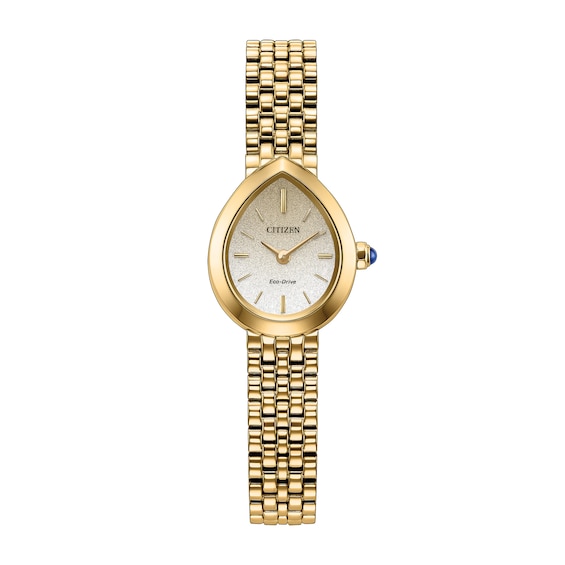 Ladies' Citizen Mini L Rainell Gold-Tone IP Stainless Steel Watch with Champagne Dial (Model: Ex1552-59A)