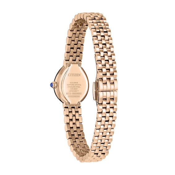 Ladies' Citizen Mini L Rainell Rose-Tone IP Stainless Steel Watch with Rose-Tone Dial (Model: Ex1553-56X)