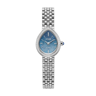Ladies' Citizen Mini L Rainell 1/6 CT. T.W. Diamond Stainless Steel Watch with Blue Dial (Model: EX1540-58L)