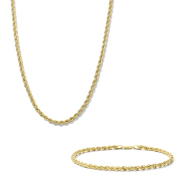3.3mm Rope Chain Necklace and Bracelet Set in 10K Yellow Gold