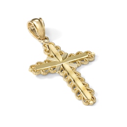 Diamond-Cut Milgrain Cross Charm in 10K Gold