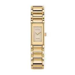Ladies' Citizen Axiom Gold-Tone IP Stainless Steel Watch with Gold-Tone Dial and Diamond Accent (Model: EG7052-59P)