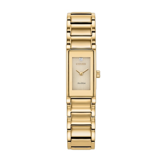 Ladies' Citizen Axiom Gold-Tone IP Stainless Steel Watch with Gold-Tone Dial and Diamond Accent (Model: Eg7052-59P)