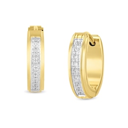 1/6 CT. T.W. Diamond Huggie Hoops in Yellow Ion-Plated Stainless Steel