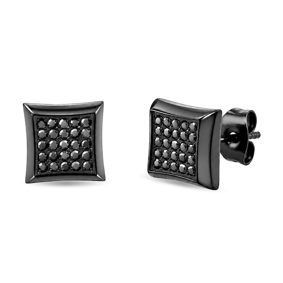 1/4 CT. T.W. Black Multi-Diamond Square Stud Earrings in Stainless Steel with Black Ion Plate