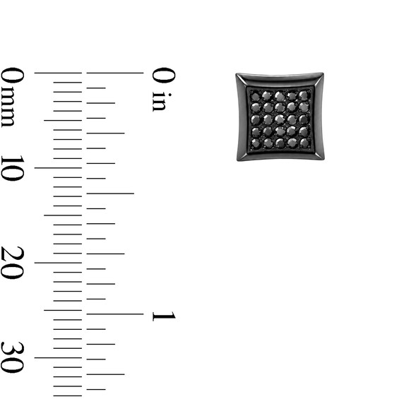 1/4 CT. T.w. Black Multi-Diamond Square Stud Earrings in Stainless Steel with Black Ion Plate