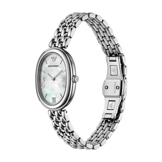 Ladies' Emporio Armani Sinfonia Stainless Steel Watch with Mother-of-Pearl Dial (Model: Ar11706)