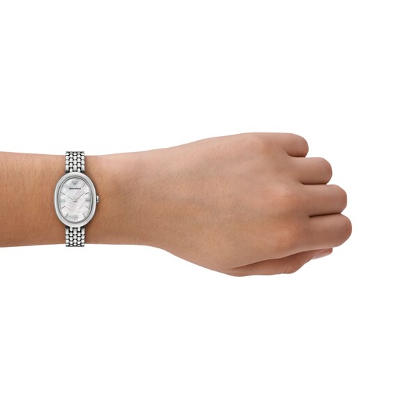 Ladies' Emporio Armani Sinfonia Stainless Steel Watch with Mother-of-Pearl Dial (Model: Ar11706)