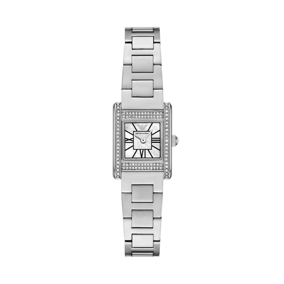 Ladies' Emporio Armani Stainless Steel Watch with Mother-of-Pearl Dial and Crystal Bezel (Model: Ar11794)