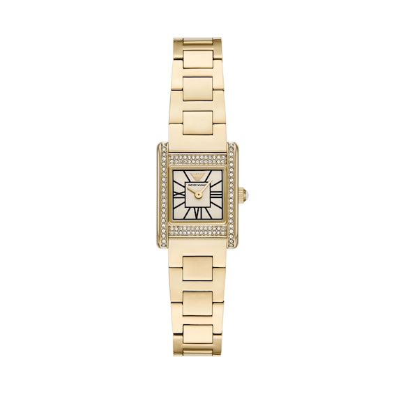 Ladies' Emporio Armani Gold-Tone Stainless Steel Watch with Cream Dial and Crystal Bezel (Model: Ar11795)