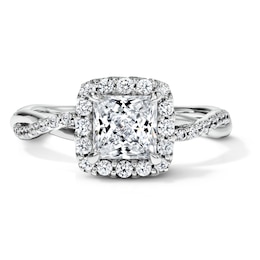 1-1/3 CT. T.W. Certified Princess-Cut Lab-Grown Diamond Frame Engagement Ring in 14K White Gold (F/VS2)