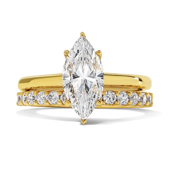 2 CT. T.W. Certified Marquise-Cut Lab-Grown Diamond Bridal Set in 14K Gold (F/VS2)