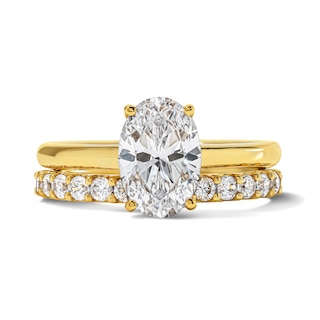 2 CT. T.W. Certified Oval Lab-Grown Diamond Bridal Set in 14K Gold (F/VS2)
