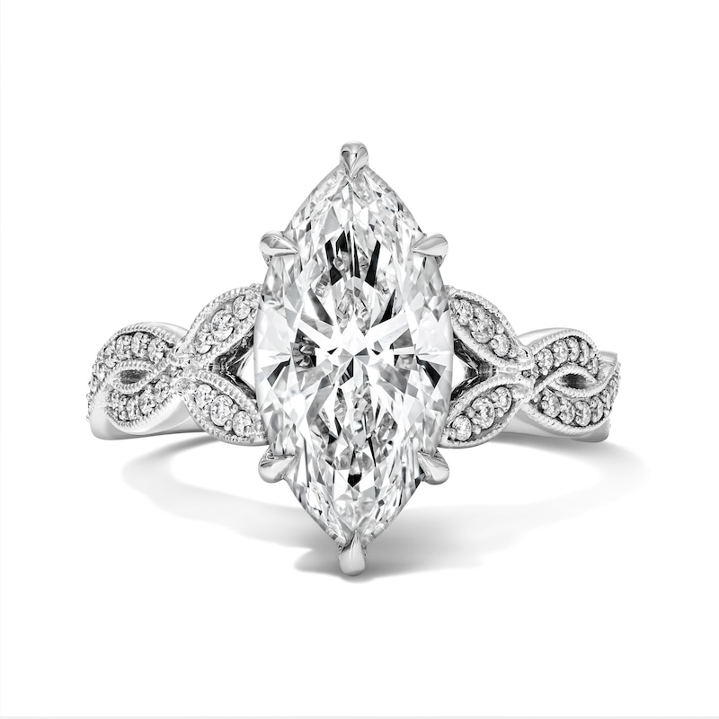 Main Image 1 of 3-1/3 CT. T.W. Certified Marquise-Cut Lab-Grown Diamond Engagement Ring in 14K White Gold (F/VS2)