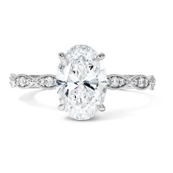 2-1/5 CT. T.w. Certified Oval Lab-Grown Diamond Hidden Frame Engagement Ring in 14K White Gold (F/Vs2)