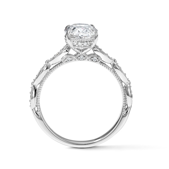 2-1/5 CT. T.w. Certified Oval Lab-Grown Diamond Hidden Frame Engagement Ring in 14K White Gold (F/Vs2)