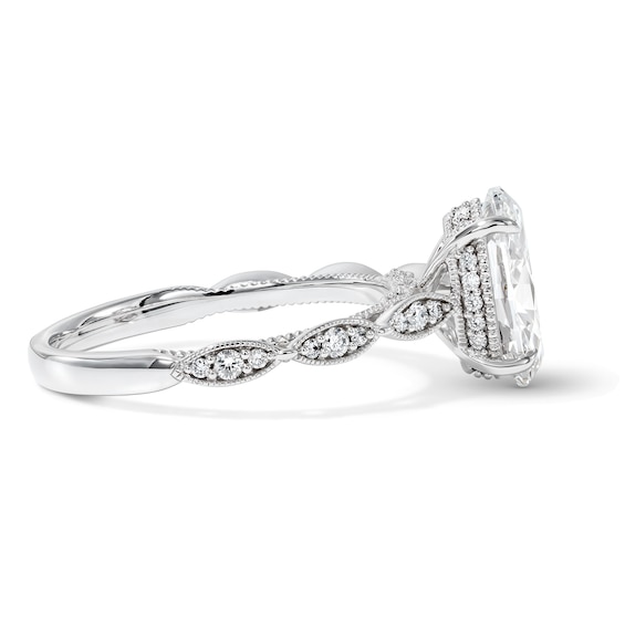 2-1/5 CT. T.w. Certified Oval Lab-Grown Diamond Hidden Frame Engagement Ring in 14K White Gold (F/Vs2)