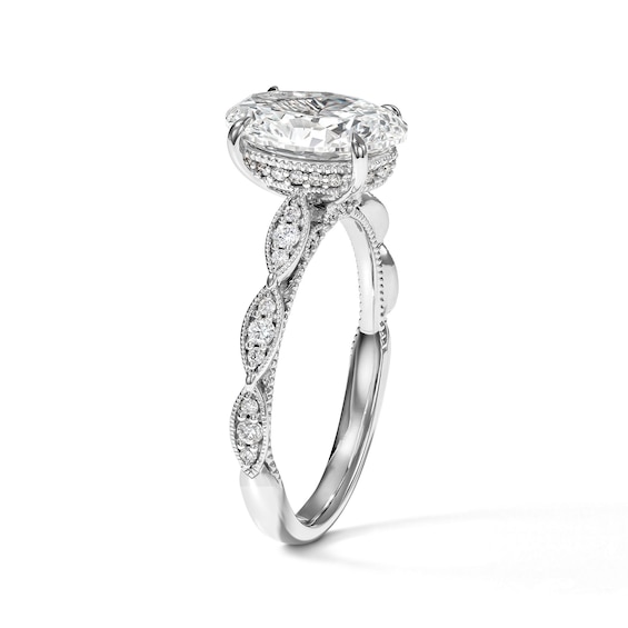 2-1/5 CT. T.w. Certified Oval Lab-Grown Diamond Hidden Frame Engagement Ring in 14K White Gold (F/Vs2)
