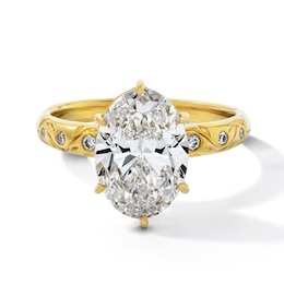 3 CT. T.W. Certified Oval Lab-Grown Diamond Vine Engagement Ring in 14K Gold (F/VS2)