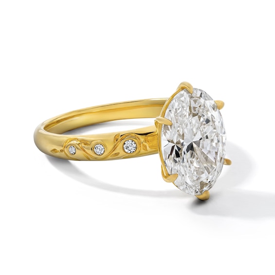 3 CT. T.w. Certified Oval Lab-Grown Diamond Vine Engagement Ring in 14K Gold (F/Vs2)