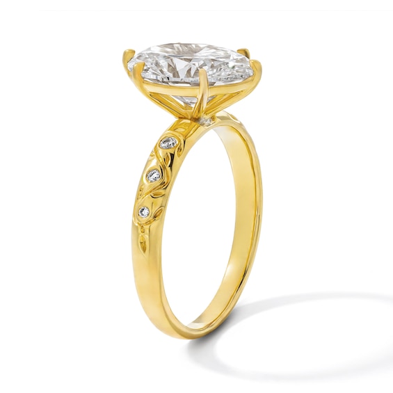3 CT. T.w. Certified Oval Lab-Grown Diamond Vine Engagement Ring in 14K Gold (F/Vs2)