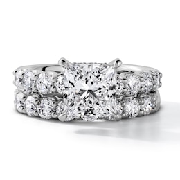 4-1/2 CT. T.W. Certified Princess-Cut Lab-Grown Diamond Hidden Frame Bridal Set in 14K White Gold (F/VS2)