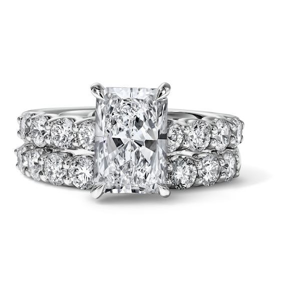 4-1/2 CT. T.W. Radiant-Cut Certified Lab-Grown Diamond Bridal Set in 14K White Gold (F/VS2)
