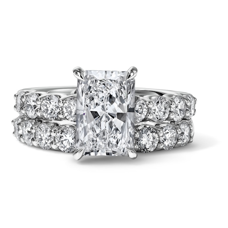 Main Image 1 of 4-1/2 CT. T.W. Radiant-Cut Certified Lab-Grown Diamond Bridal Set in 14K White Gold (F/VS2)
