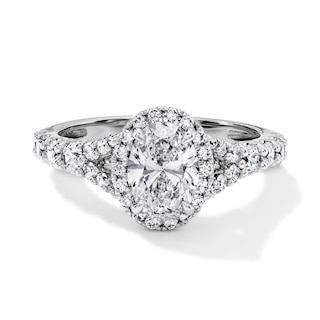 Classic Duet 1-3/4 CT. T.W. Certified Oval Lab-Grown Diamond Frame Engagement Ring in 14K White Gold (F/VS2)