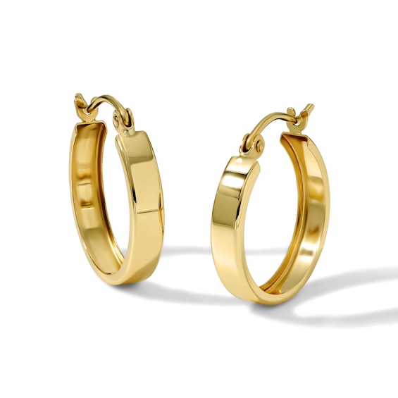 16mm Flat Hoops in Semi-Solid 10K Gold