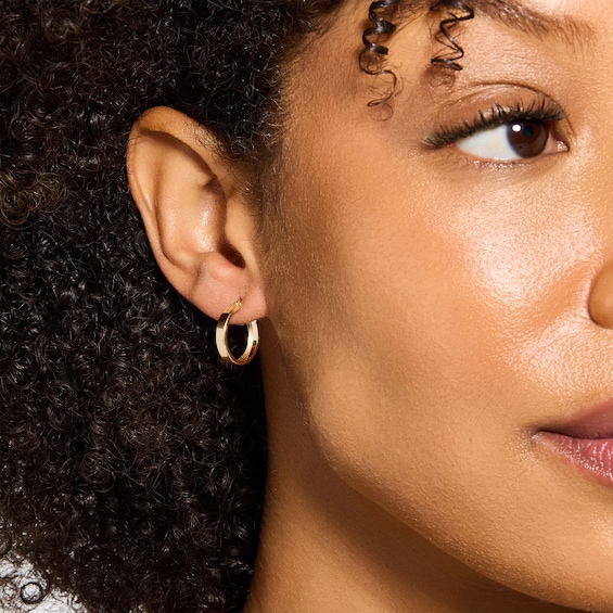 16mm Flat Hoops in Semi-Solid 10K Gold