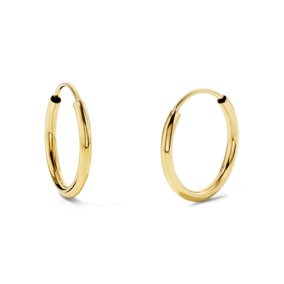 14mm Continuous Hoops in Hollow 10K Gold
