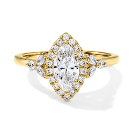 1 CT. T.W. Marquise-Cut Certified Lab-Grown Diamond Frame Engagement Ring in 10K Gold (F/VS2)