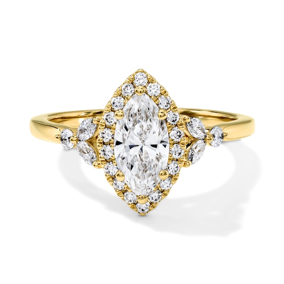1 CT. T.W. Marquise-Cut Certified Lab-Grown Diamond Frame Engagement Ring in 10K Gold (F/VS2)