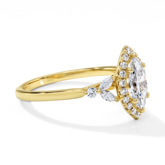 1 CT. T.w. Marquise-Cut Certified Lab-Grown Diamond Frame Engagement Ring in 10K Gold (F/Vs2)
