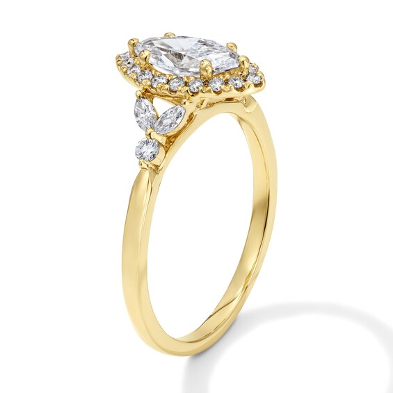 1 CT. T.w. Marquise-Cut Certified Lab-Grown Diamond Frame Engagement Ring in 10K Gold (F/Vs2)