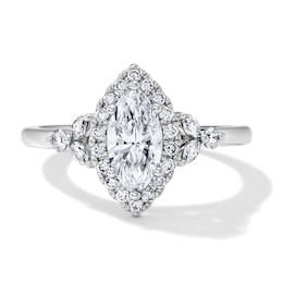 1 CT. T.W. Marquise-Cut Certified Lab-Grown Diamond Frame Engagement Ring in 10K White Gold (F/VS2)