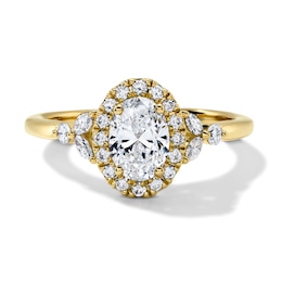 1 CT. T.W. Certified Oval Lab-Grown Diamond Frame Engagement Ring in 10K Gold (F/VS2)