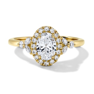 1 CT. T.W. Certified Oval Lab-Grown Diamond Frame Engagement Ring in 10K Gold (F/VS2)